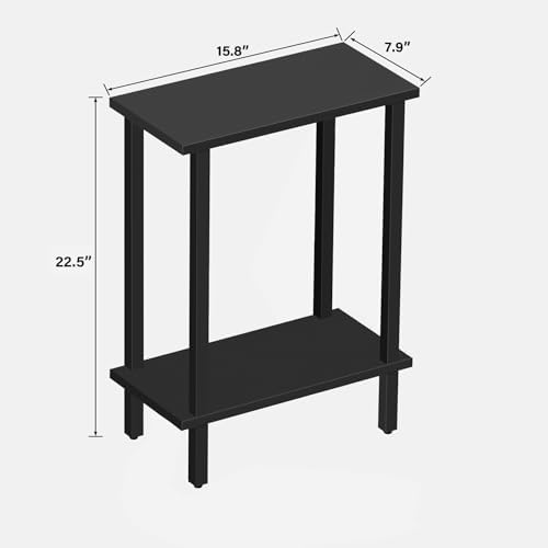 TUTOTAK Narrow Side Table, 2-Tier Small End Table for Couch
