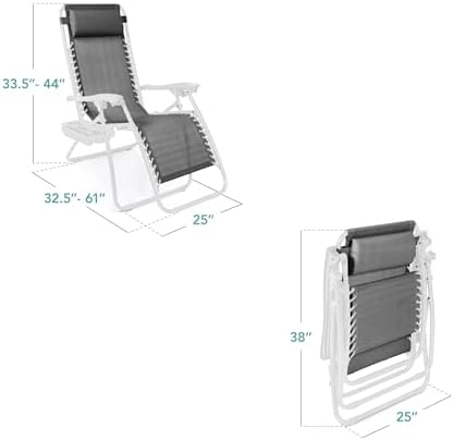 Best Choice Products Zero Gravity Chair Recliner, Ice Gray/White