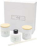 ASALY Luxury Candle & Reed Diffuser Gift Set - 2 Soy Wax Candles (30 Hr Burn) + 1 Reed Diffuser | White Tea, Mon Paris & Rose Oud Scents | Elegant Gift Box | Birthday, Anniversary, Mother's Day