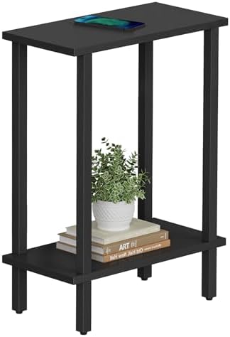 TUTOTAK Narrow Side Table, 2-Tier Small End Table for Couch