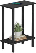 TUTOTAK Narrow Side Table, 2-Tier Small End Table for Couch