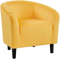 Yaheetech Small 25.5in Wide Velvet Barrel Accent Chair Bedroom, Yellow