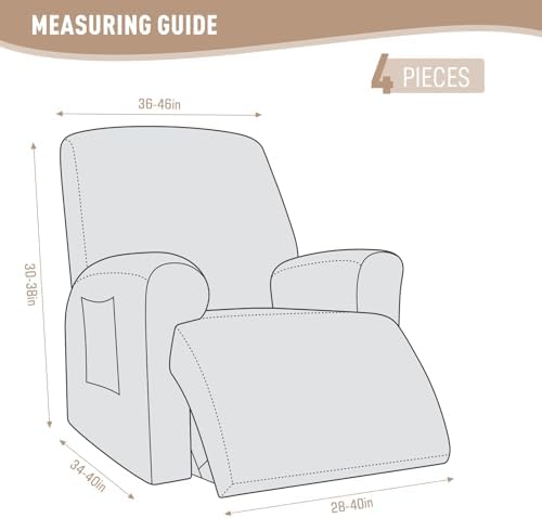 KinCam Oversized Recliner Chair Covers, Reclining Cover, Cream