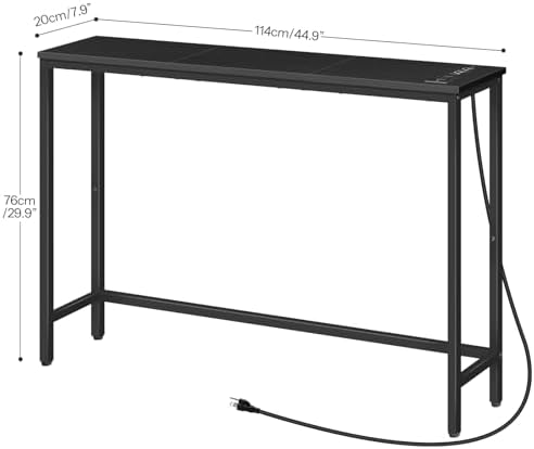 HOOBRO Narrow Console Table with Power Outlets, 44.9 Inches Sofa Table Slim