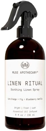 Muse Apothecary Linen Ritual - Aromatic, Soothing, and Relaxing Linen Mist, Laundry and Fabric Spray - Infused with Aromatherapy Essential Oils - 8 oz, Cara Orange + Fig + Blackberry Vanilla