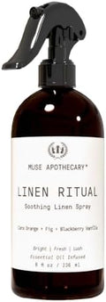 Muse Apothecary Linen Ritual - Aromatic, Soothing, and Relaxing Linen Mist, Laundry and Fabric Spray - Infused with Aromatherapy Essential Oils - 8 oz, Cara Orange + Fig + Blackberry Vanilla