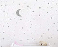Moon and Stars Wall Decal Vinyl Sticker for Kids Boy Girls Baby Room Decoration Good Night Nursery Wall Decor Home House Bedroom Design YMX16 (Gray)