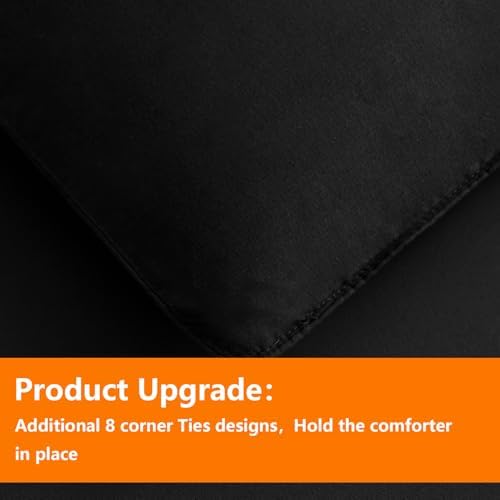 TAIMIT King Size Comforter Set - 7 Pieces, Bed in a Bag Bedding Sets with All Season Soft Quilted Warm Fluffy Reversible Comforter,Flat Sheet,Fitted Sheet,2 Pillow Shams,2 Pillowcases,Black