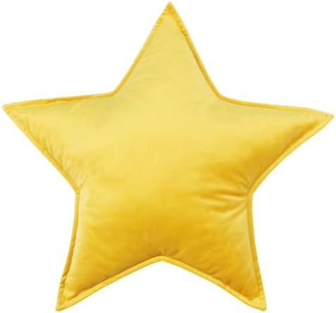 Moon Shaped Throw Pillow Star Couch Cushion Decorative Pillows Fluffy Velvet Stars Home Decor Plush for Bedroom (Star, Yellow)