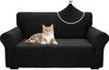YEMYHOM Couch Cover Latest Jacquard Design High Stretch Sofa Covers for 2 Cushion Couch, Pet Dog Cat Proof Loveseat Slipcover Non Slip Magic Elastic Furniture Protector (Medium, Leaf Patten Black)