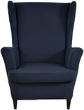 HZDHCLH Wingback Chair Slipcovers 2 Piece,Stretch Spandex Wingback Chair Covers for Living Room Armchair,Washalbe Sofa Slipovers (Navy Blue)