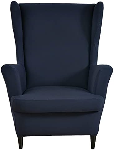 HZDHCLH Wingback Chair Slipcovers 2 Piece,Stretch Spandex Wingback Chair Covers for Living Room Armchair,Washalbe Sofa Slipovers (Navy Blue)