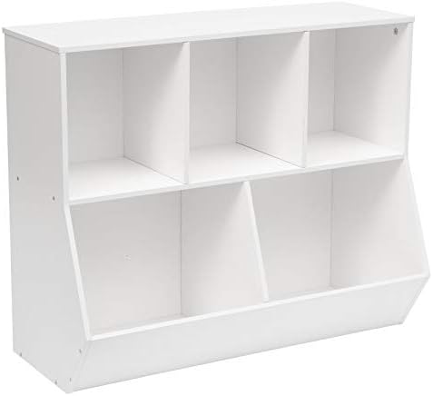 HOOBRO Kids Bookshelf, Bookcase Footboard, Toy Storage Cubby, Children's Toy Shelf, 35.4" L Storage Cabinet, Fit for Children's Room, Playroom, Hallway, Kindergarten, White WT32CW01