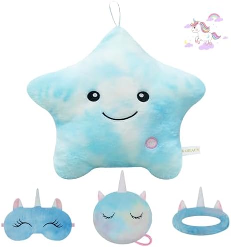 Throw Pillows for Couch Set Home Decor Living Room Sofa Chair Office New Year Birthday, Star Shape Decorative Pillows for Bed with Insert,Colorful Blue Throw Pillow Cute Cushion