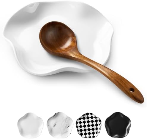 ABRUTY Spoon Rest for Stove Top, Ceramic Spoon Holder for Counter, Modern Farmhouse Decor Accessories for Spatula, Spoons or Tongs