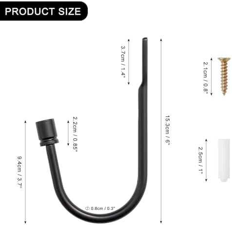 Black Curtain Holdbacks - 2pcs，Curtain Holders Wall Mounted, Curtain Pull Back Hooks for Drapes, Vintage Curtain Holdbacks, Drapery Hardware, Curtain Side Holders for Wall
