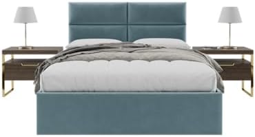 Vänt Wall Mounted Headboard Panels, Queen/Full, Velvet Antique Blue