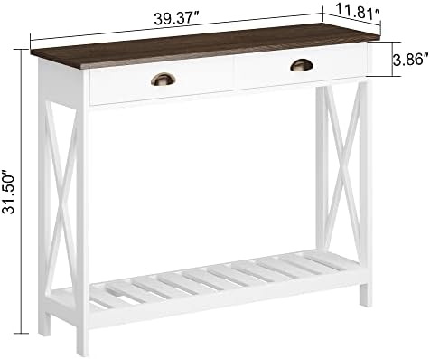 ChooChoo Console Table with Drawer for Entryway with Stable X Supports