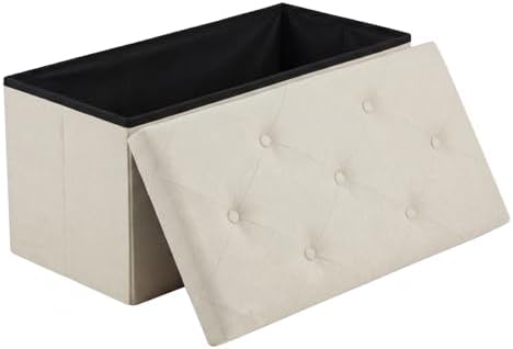 DUMOS 30 Inch Foldable Storage Ottoman Bench, Large Ottoman with Storage