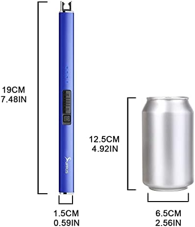 SUPRUS Electric Lighter Arc Windproof Flameless USB Rechargeable Lighter with Safety Lock for Candle BBQ Camping (Dark Blue)