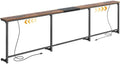 Huuger 94.5-110.2'' Extendable Behind Couch Table with Outlets, Rustic Brown