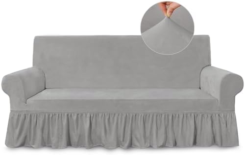 Light Grey Couch Covers for Sofa Cover Universal Slipcovers with Skirt