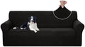 U-NICE HOME Stretch Couch Cover Slipcover for 3 Cushion Sofa, Black