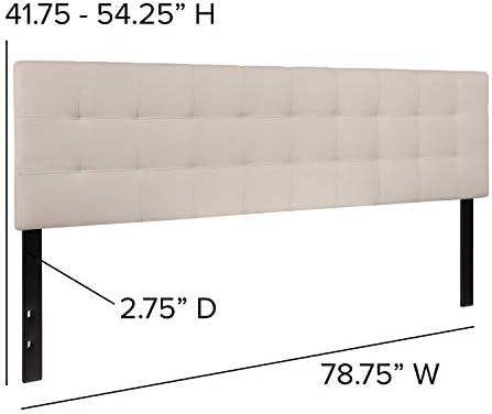 EMMA + OLIVER Beige King Quilted Tufted Headboard
