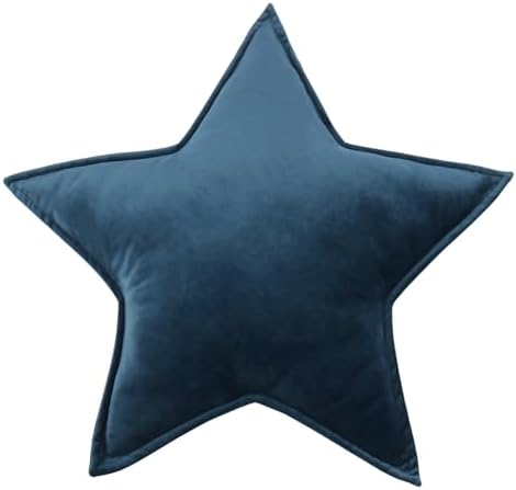 Moon Shaped Throw Pillow Star Couch Cushion Decorative Pillows Fluffy Velvet Stars Home Decor Plush for Bedroom (Star, Dark Blue)