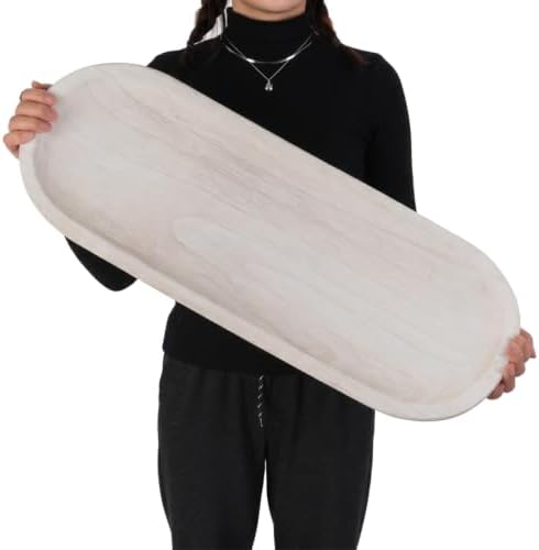 Hanobe Extra Large Wood Decorative Bowl for Table Centerpiece, 25.5" White