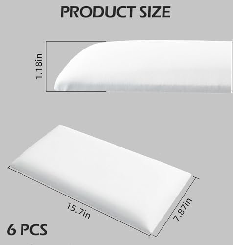 Elvone Upholstered Peel and Stick Headboard Panels, White, 6 Pack