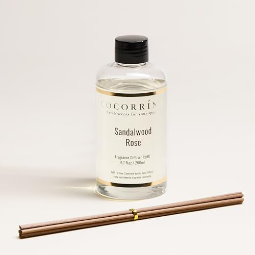 COCORRÍNA Refill - Sandalwood Rose 6.7 Fl.oz Reed Diffuser Refill with 8 Sticks