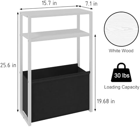 Leomonio Slim Side Table, Narrow End Table with Shelves