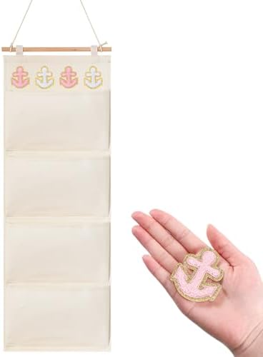 CroBlissful Fish Extender Cruise Gift Hanging Organizer with 4 Pockets and Iron on Anchor Patch Cabin Door Storage Bag 2026 Fe for Cruise Essentials Exchange Gift Pixie Dusting(Beige, Pink, White)