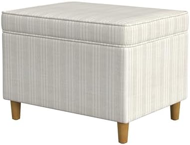 Spatial Order 24" Dinah Collection Storage Ottoman - Cream Marigold Pinstripe Fabric