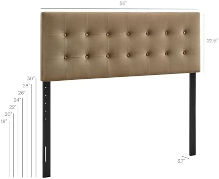 Modway Emily Full Size Performance Velvet Headboard in Taupe - Stain-Resistant Velvet Upholstery with Button Tufting and 7 Adjustable Height Positions