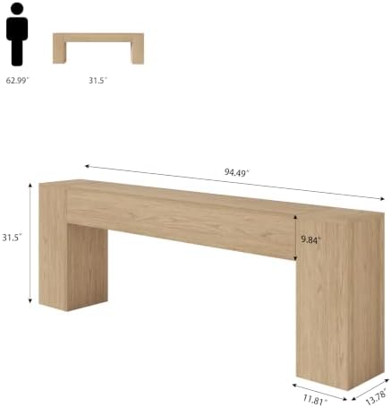 Epecoya 94.5-Inch Entry Way Table for Living Room, Light Oak Brown