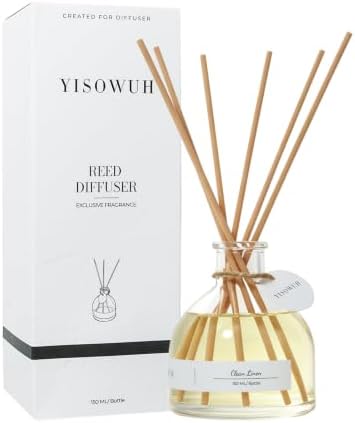 Reed Diffuser for Home Bathroom, 150ml Linen Scented Diffuser with Sticks, Long Lasting Citrus Fragrance Air Freshener for Bedroom Office Home Decor