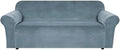 H.VERSAILTEX Stretch Velvet Sofa Covers for 3 Cushion Couch Covers Furniture Protector Soft with Non Slip Elastic Bottom, Crafted from Thick Comfy Rich Velour (Large Sofa 90"-97", Stormy Blue)