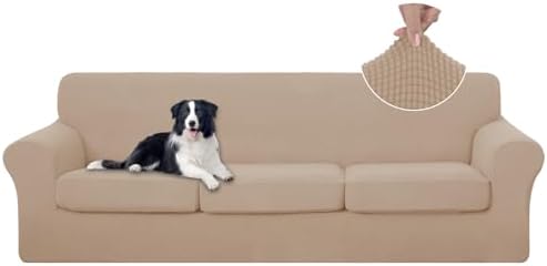 U-NICE HOME 4 Pieces Oversized Stretch Couch Cover Slipcover, Camel