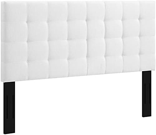 Modway Paisley Upholstered Tufted Linen Fabric Full / Queen Headboard Size in White