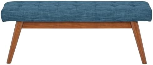 Amazon Basics Modern Haraden Upholstered Button-Tufted Bench, Blue, 16 x 44 x 17 in