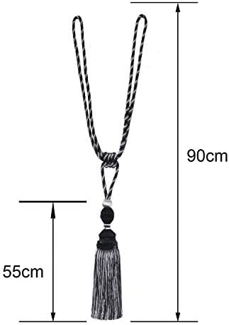 2 Pack Tassel Curtain Tiebacks Drapery Curtain Holdbacks-Black
