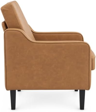VINGLI Accent Chair, Faux Leather PU Armchair for Living Room, Brown