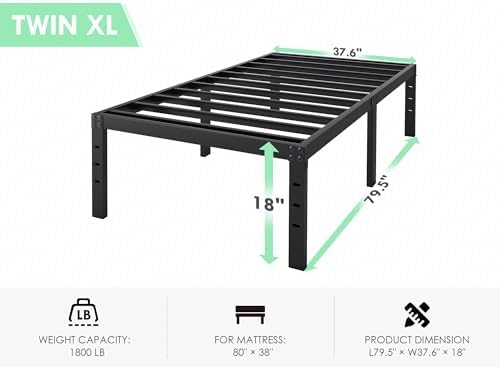 Twin XL Bed Frames - 18 in Sturdy Platform Bed Frame Twin XL