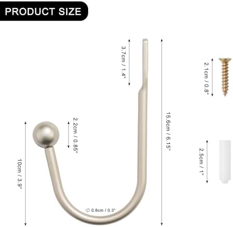 Curtain Holdback, 2 Pcs Wall Mounted Drapery Tiebacks with Screws, Heavy Duty Metal Decorative Window Drapery Holder Curtain Hook (Silver)