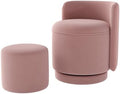 Velvet Vanity Chair with Storage 360° Swivel Accent Stool FootRest