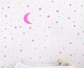 Moon and Stars Wall Decal Vinyl Sticker for Kids Boy Girls Baby Room Decoration Good Night Nursery Wall Decor Home House Bedroom Design YMX16 (Pink)