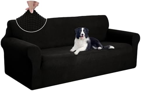 U-NICE HOME Oversized Stretch Couch Cover Slipcover, Black