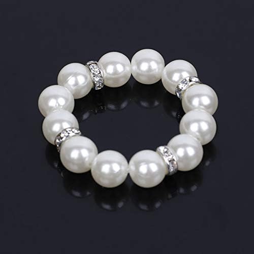 ZiDeTang 20Pcs Pearl Rhinestones Napkin Ring for Table Decoration Serviette Holder Party Decoration A